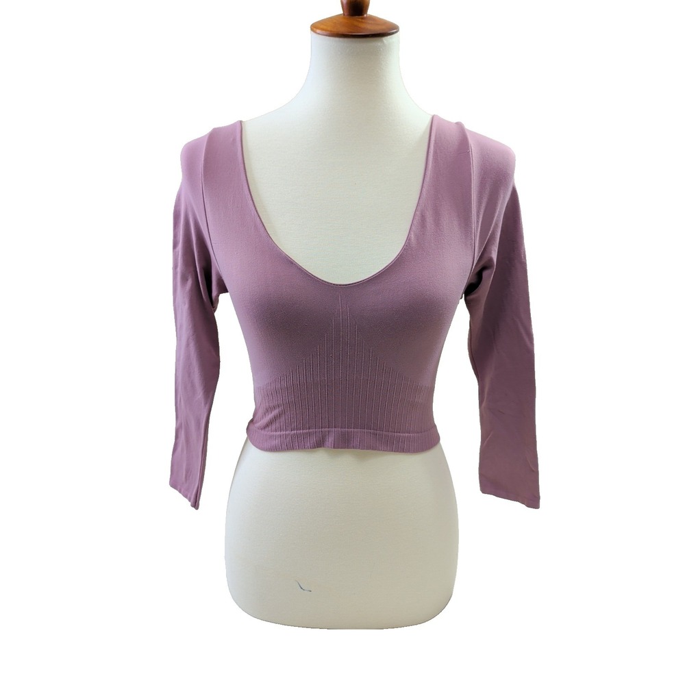 Intimately Free People Meg‎ Seamless Long Sleeve Crop Top XS S Mauve Stretchy